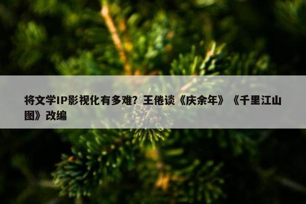 将文学IP影视化有多难？王倦谈《庆余年》《千里江山图》改编