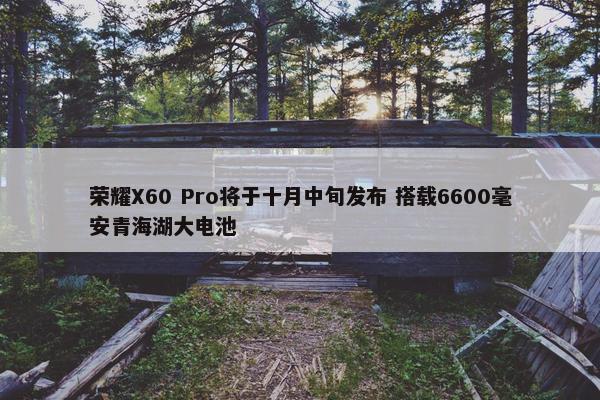 荣耀X60 Pro将于十月中旬发布 搭载6600毫安青海湖大电池