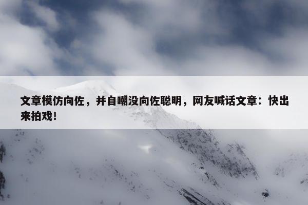 文章模仿向佐，并自嘲没向佐聪明，网友喊话文章：快出来拍戏！