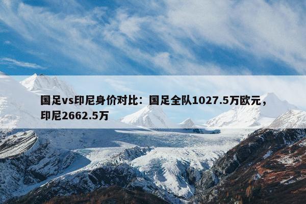 国足vs印尼身价对比：国足全队1027.5万欧元，印尼2662.5万