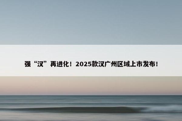 强“汉”再进化！2025款汉广州区域上市发布！