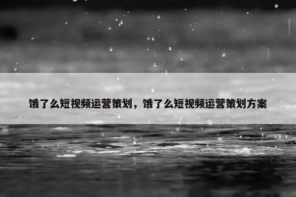 饿了么短视频运营策划，饿了么短视频运营策划方案