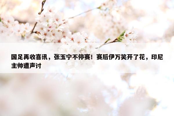 国足再收喜讯，张玉宁不停赛！赛后伊万笑开了花，印尼主帅遭声讨