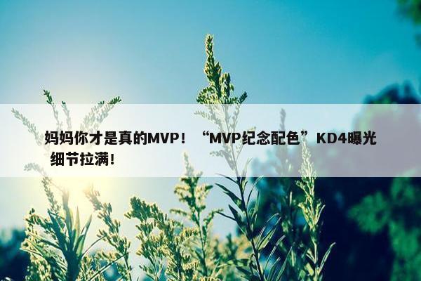 妈妈你才是真的MVP！“MVP纪念配色”KD4曝光 细节拉满！