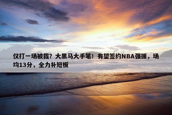 仅打一场被裁？大黑马大手笔！有望签约NBA强援，场均13分，全力补短板