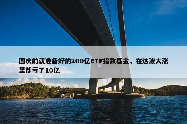 国庆前就准备好的200亿ETF指数基金，在这波大涨里却亏了10亿