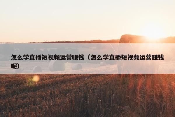 怎么学直播短视频运营赚钱（怎么学直播短视频运营赚钱呢）