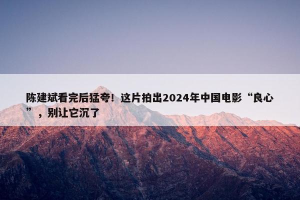 陈建斌看完后猛夸！这片拍出2024年中国电影“良心”，别让它沉了