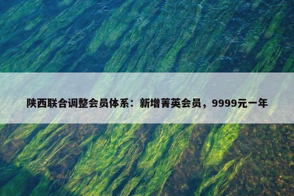 陕西联合调整会员体系：新增菁英会员，9999元一年