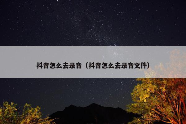 抖音怎么去录音（抖音怎么去录音文件）