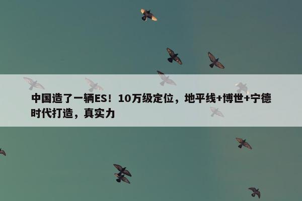 中国造了一辆ES！10万级定位，地平线+博世+宁德时代打造，真实力