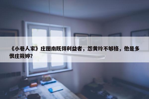 《小巷人家》庄图南既得利益者，怨黄玲不够格，他是多恨庄筱婷？