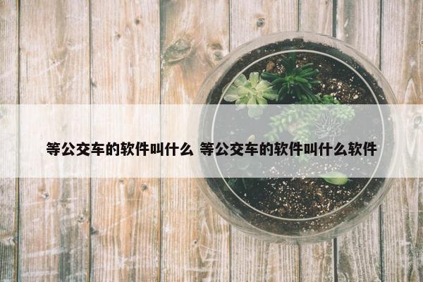 等公交车的软件叫什么 等公交车的软件叫什么软件