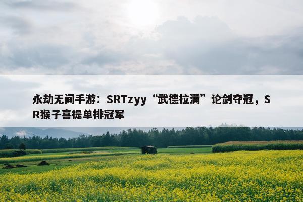 永劫无间手游：SRTzyy“武德拉满”论剑夺冠，SR猴子喜提单排冠军