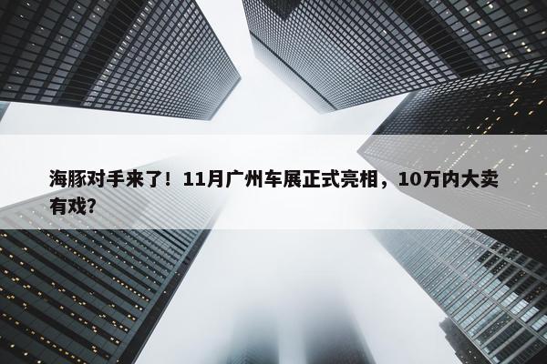 海豚对手来了！11月广州车展正式亮相，10万内大卖有戏？