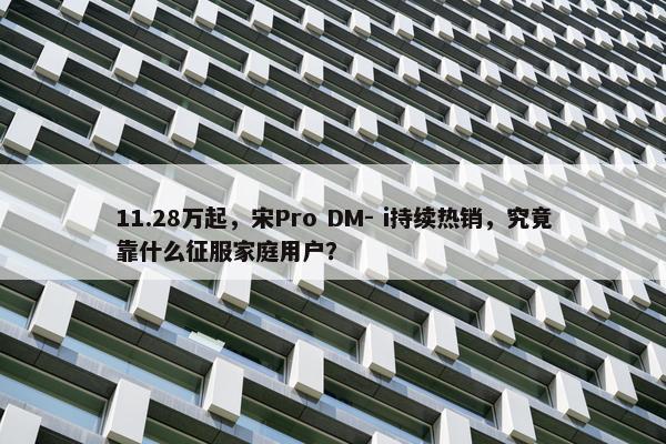 11.28万起，宋Pro DM- i持续热销，究竟靠什么征服家庭用户？