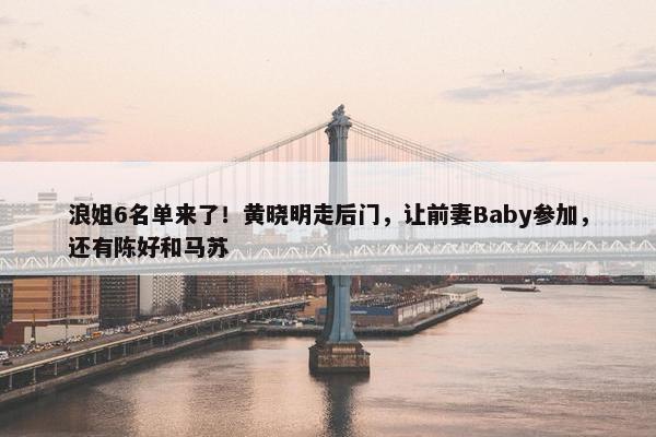 浪姐6名单来了！黄晓明走后门，让前妻Baby参加，还有陈好和马苏