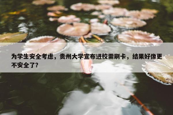 为学生安全考虑，贵州大学宣布进校需刷卡，结果好像更不安全了？