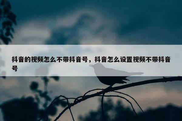 抖音的视频怎么不带抖音号，抖音怎么设置视频不带抖音号