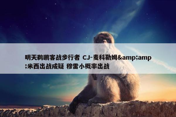 明天鹈鹕客战步行者 CJ-麦科勒姆&amp;米西出战成疑 穆雷小概率出战