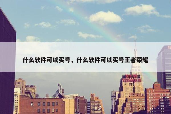 什么软件可以买号，什么软件可以买号王者荣耀