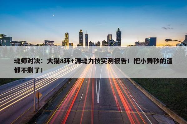 魂师对决：大猫8环+源魂力技实测报告！把小舞秒的渣都不剩了！