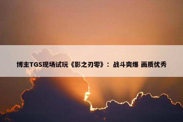 博主TGS现场试玩《影之刃零》：战斗爽爆 画质优秀