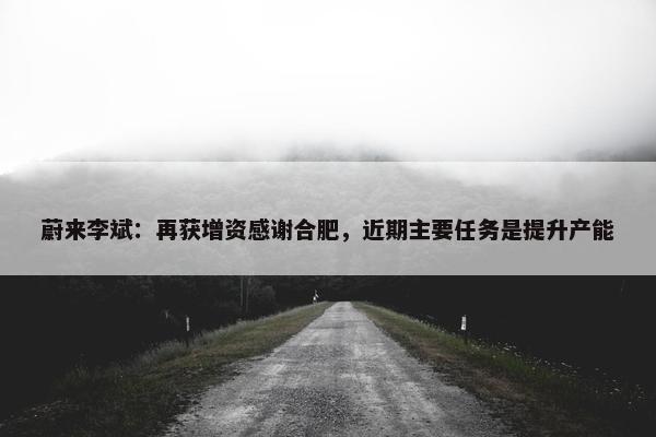 蔚来李斌：再获增资感谢合肥，近期主要任务是提升产能