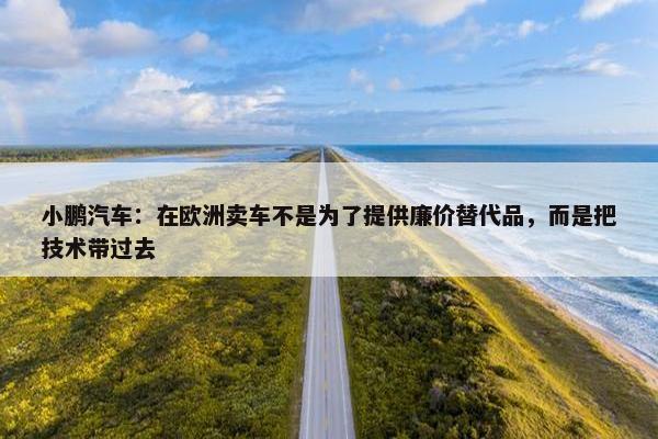 小鹏汽车：在欧洲卖车不是为了提供廉价替代品，而是把技术带过去