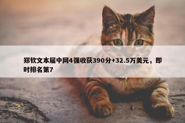 郑钦文本届中网4强收获390分+32.5万美元，即时排名第7