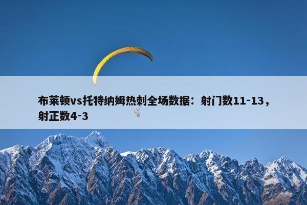 布莱顿vs托特纳姆热刺全场数据：射门数11-13，射正数4-3