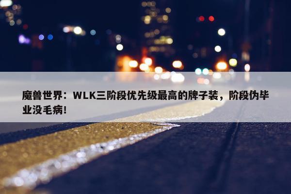 魔兽世界：WLK三阶段优先级最高的牌子装，阶段伪毕业没毛病！