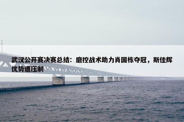 武汉公开赛决赛总结：磨控战术助力肖国栋夺冠，斯佳辉优势遭压制