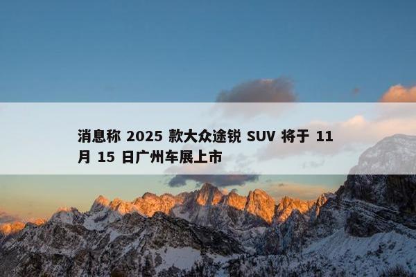 消息称 2025 款大众途锐 SUV 将于 11 月 15 日广州车展上市