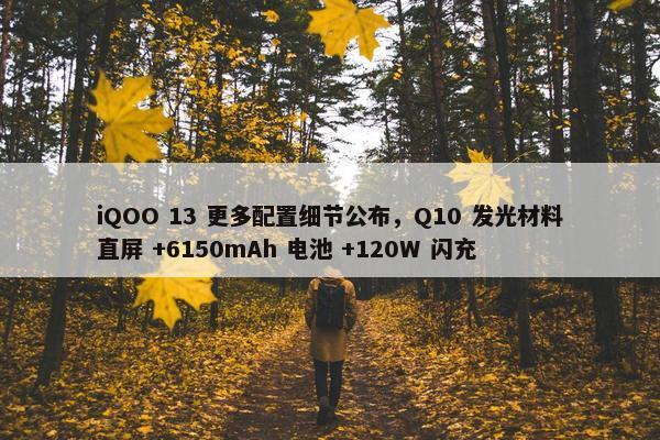 iQOO 13 更多配置细节公布，Q10 发光材料直屏 +6150mAh 电池 +120W 闪充