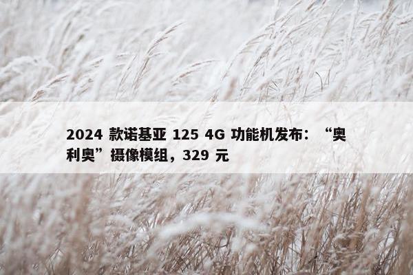 2024 款诺基亚 125 4G 功能机发布：“奥利奥”摄像模组，329 元