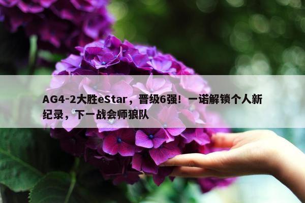 AG4-2大胜eStar，晋级6强！一诺解锁个人新纪录，下一战会师狼队