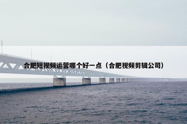 合肥短视频运营哪个好一点（合肥视频剪辑公司）