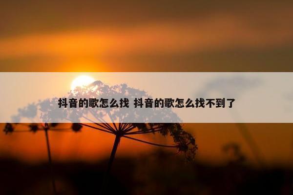 抖音的歌怎么找 抖音的歌怎么找不到了