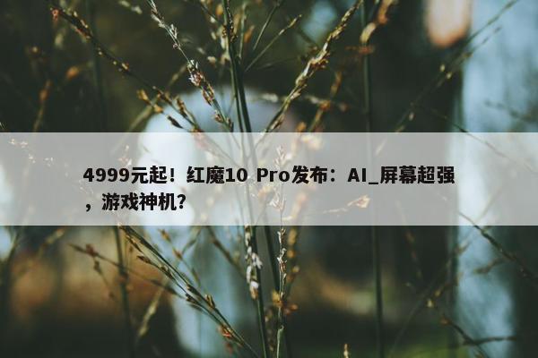 4999元起！红魔10 Pro发布：AI_屏幕超强，游戏神机？