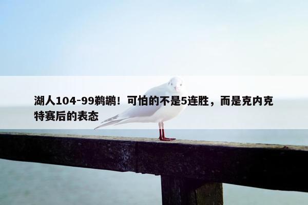 湖人104-99鹈鹕！可怕的不是5连胜，而是克内克特赛后的表态