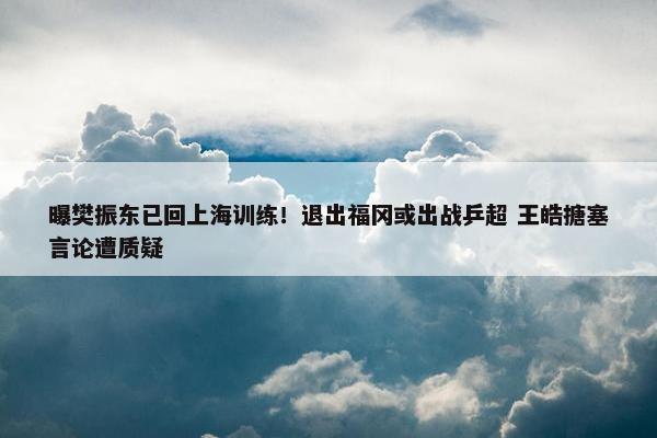 曝樊振东已回上海训练！退出福冈或出战乒超 王皓搪塞言论遭质疑