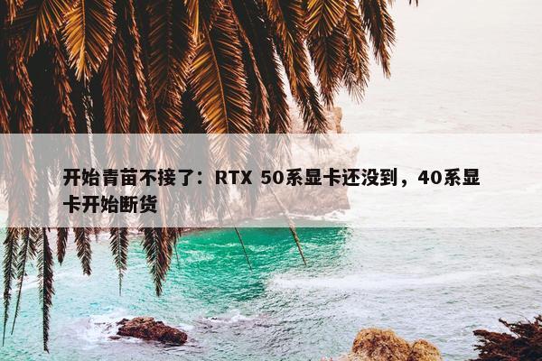 开始青苗不接了：RTX 50系显卡还没到，40系显卡开始断货