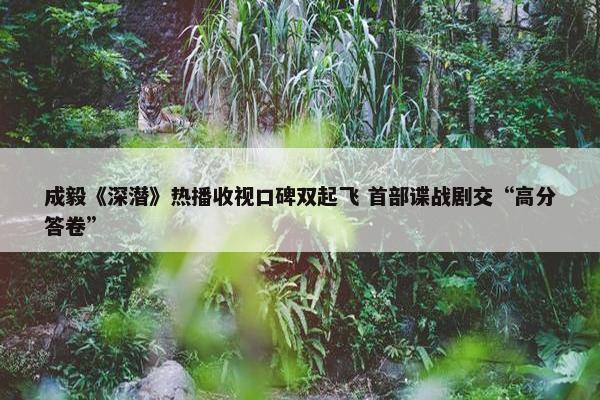 成毅《深潜》热播收视口碑双起飞 首部谍战剧交“高分答卷”