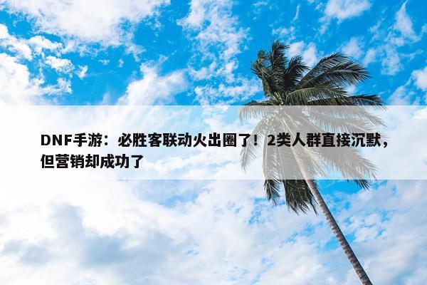 DNF手游：必胜客联动火出圈了！2类人群直接沉默，但营销却成功了