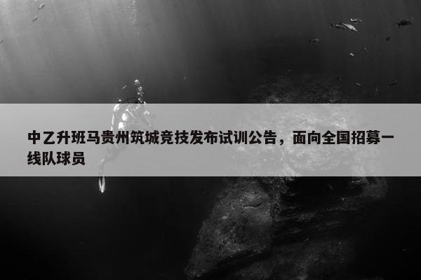 中乙升班马贵州筑城竞技发布试训公告，面向全国招募一线队球员