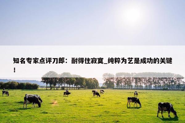 知名专家点评刀郎：耐得住寂寞_纯粹为艺是成功的关键！