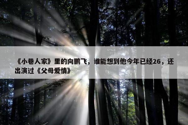 《小巷人家》里的向鹏飞，谁能想到他今年已经26，还出演过《父母爱情》