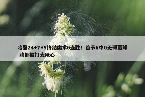 哈登24+7+5终结魔术6连胜！首节6中0无碍赢球 脸部被打太揪心