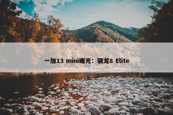 一加13 mini曝光：骁龙8 Elite